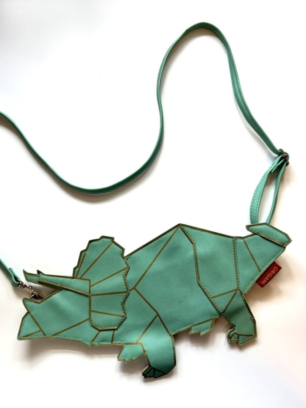 Mint-Green Origami Triceratops Crossbody Handbag House of Disaster